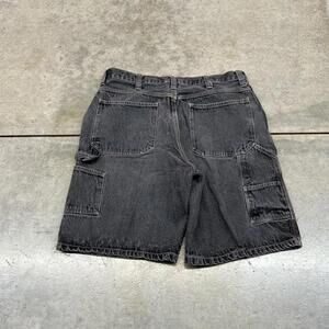 vintage faded glory faded black relaxed baggy fit carpenter jean shorts jorts